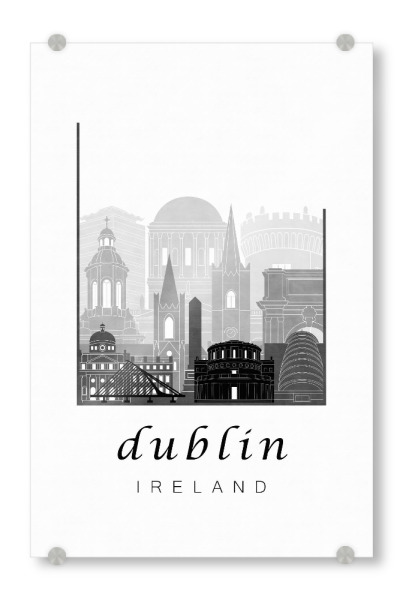 Acrylglasbild "Dublin skyline black & white" artboxONE - Städte,Schwarzweiß,Architektur