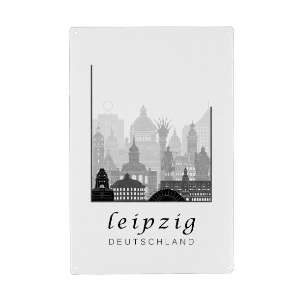 Holzbild "Leipzig skyline black & white" artboxONE - Städte,Schwarzweiß,Architektur