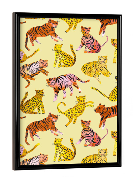 Poster mit schwarzem Rahmen "Savannah Tigers and Leopards" artboxONE - Natur,Für Kinder,Tiere,Reise / Afrika,Lustig