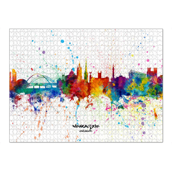 Puzzle Ravensburger "Newcastle England Skyline Splash" artboxONE - Städte - Newcastle,England,Skyline,Cityscape,Stadtbild,Watercolor,City