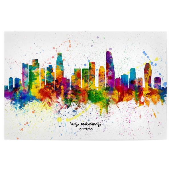 Poster 30x20 cm "Los Angeles Skyline Splash" artboxONE - Städte / Los Angeles - Los angeles,California,Skyline,Cityscape,Stadtbild,Watercolor,City