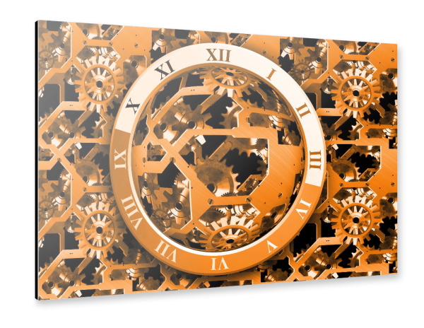 Alu-Dibond "Uhrenzahnrädchen orange" 30x20 cm artboxONE