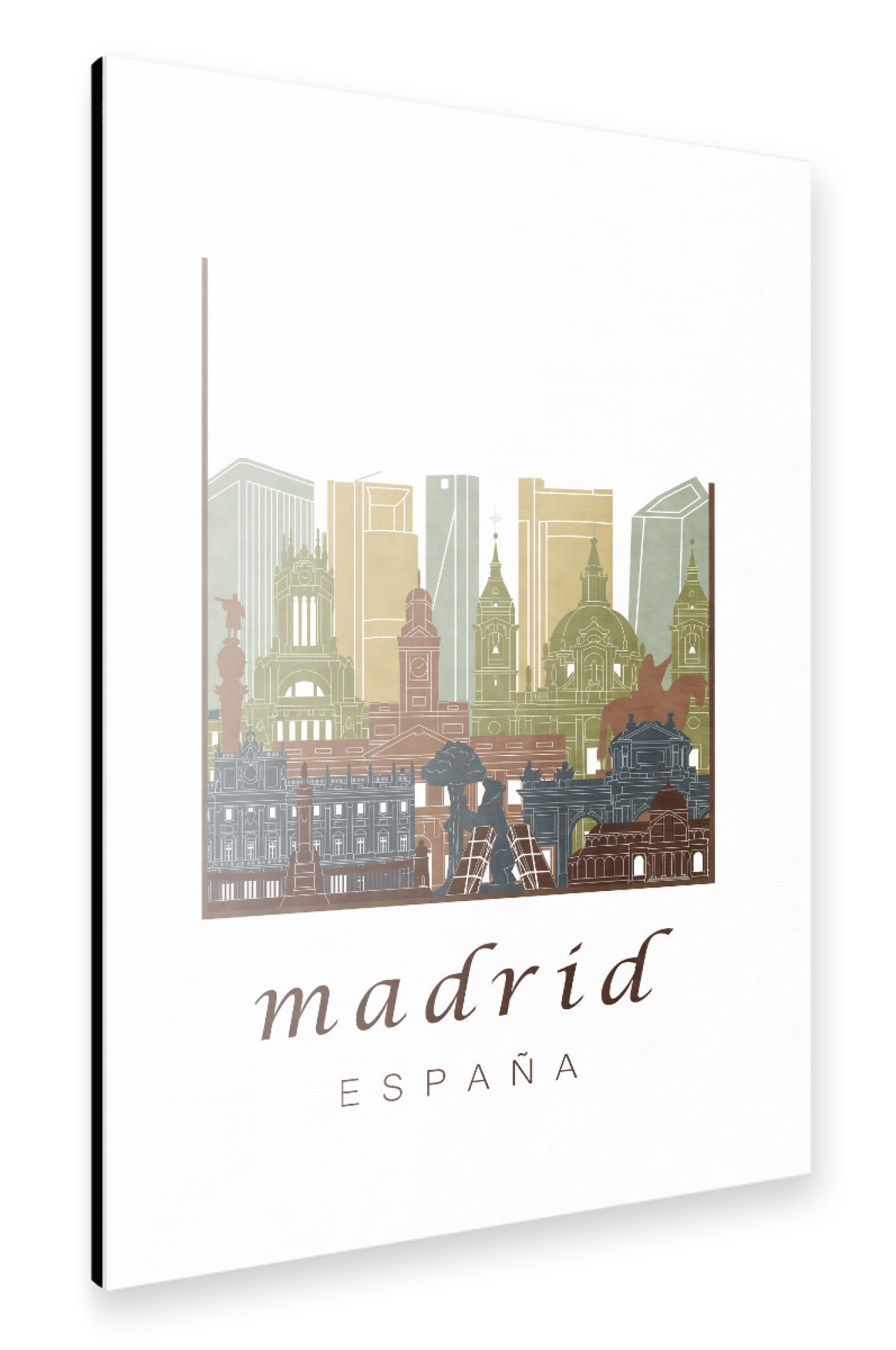 Alu-Dibond "Madrid skyline light brown" 30x20 cm artboxONE