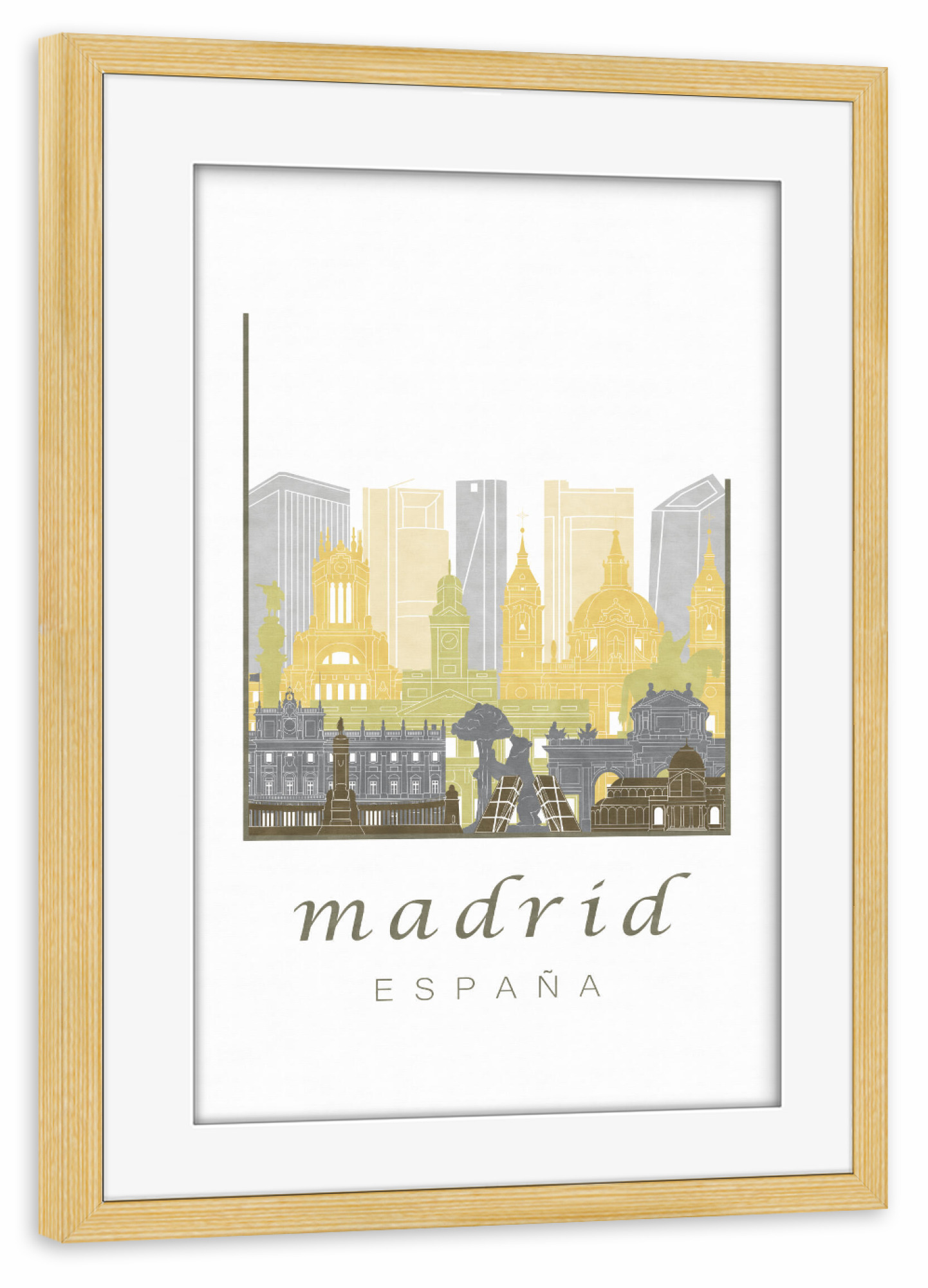 Poster mit Rahmen kiefer "Madrid skyline desert" artboxONE - Städte,Architektur
