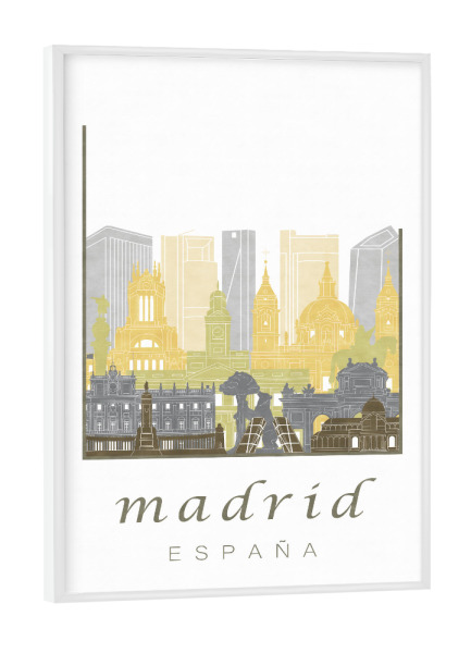 Poster mit weißem Rahmen "Madrid skyline desert" artboxONE - Städte,Architektur