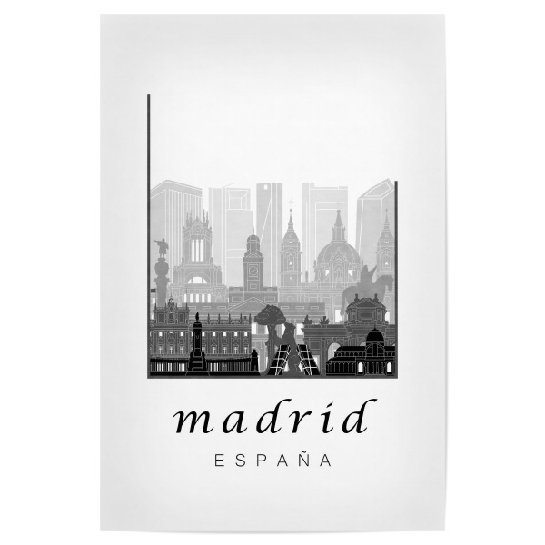 Poster 30x20 cm "Madrid skyline black & white" artboxONE - Städte,Schwarzweiß,Architektur