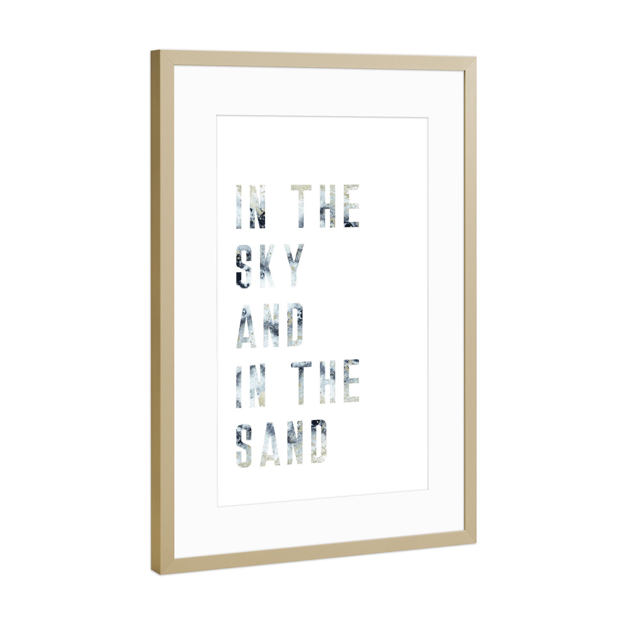 Poster mit Rahmen Gold "Sky and sand" artboxONE - Typografie,Natur,Reise,Abstrakt