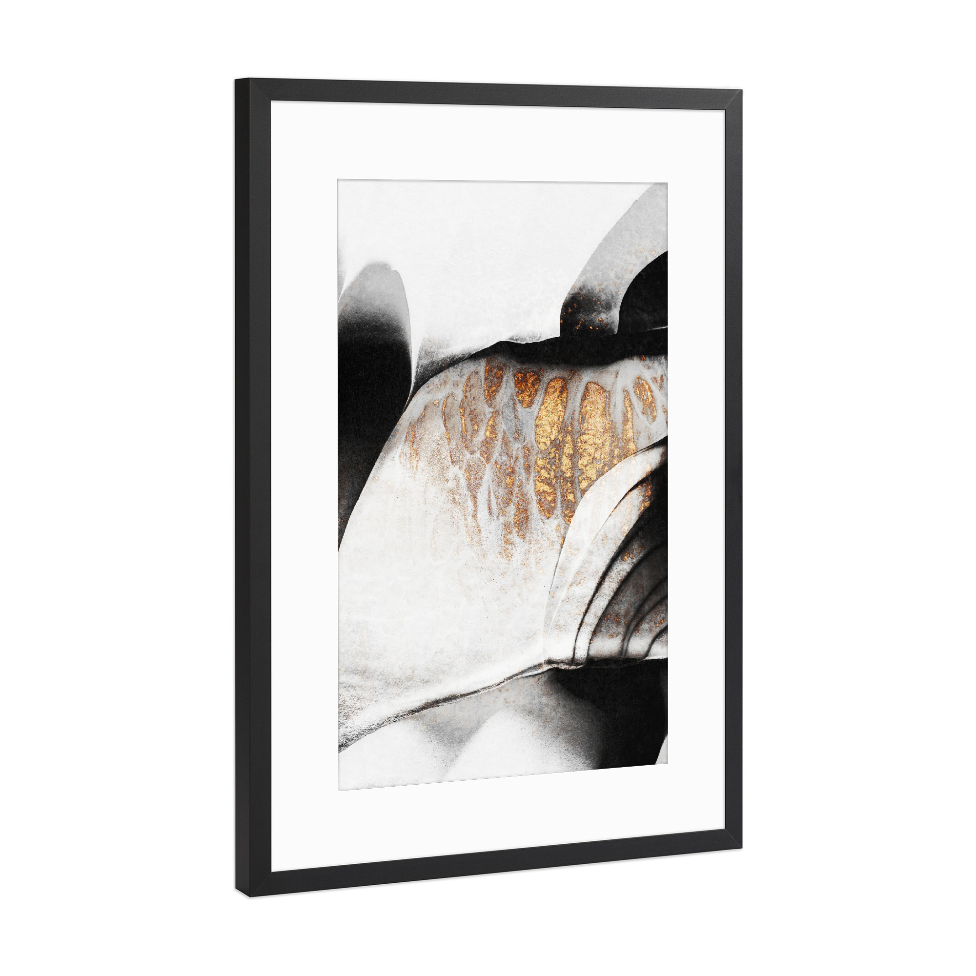 Poster mit Rahmen Schwarz (Metallic) "Gold Veins" artboxONE - Abstrakt - Abstract,Abstraction,Paint,Painting,Black and gold,Acrylic,Gold
