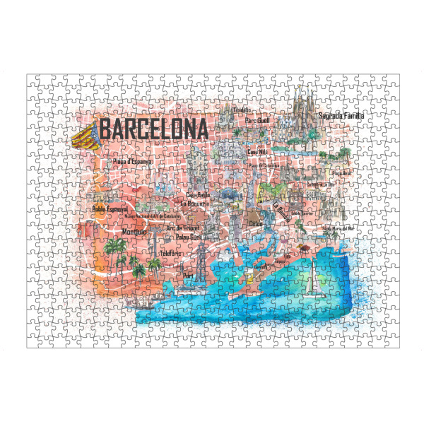 artboxONE Puzzle "Barcelona Katalonien Karte" artboxONE - Architektur,Städte / Barcelona,Kartografie