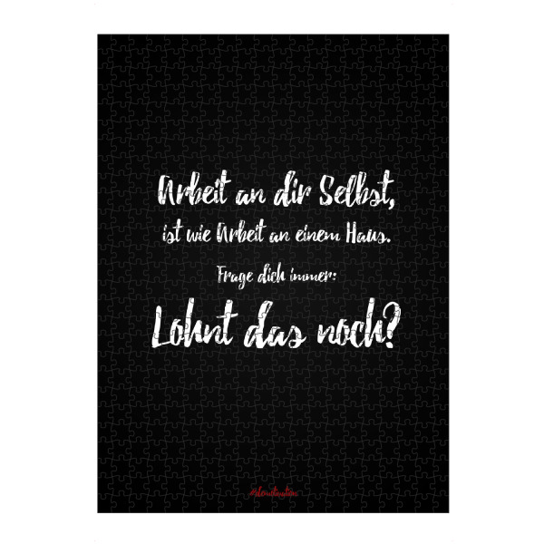 Puzzle Ravensburger "Arbeit an dir selbst, ist wie" artboxONE - Typografie,Schwarzweiß,Lustig