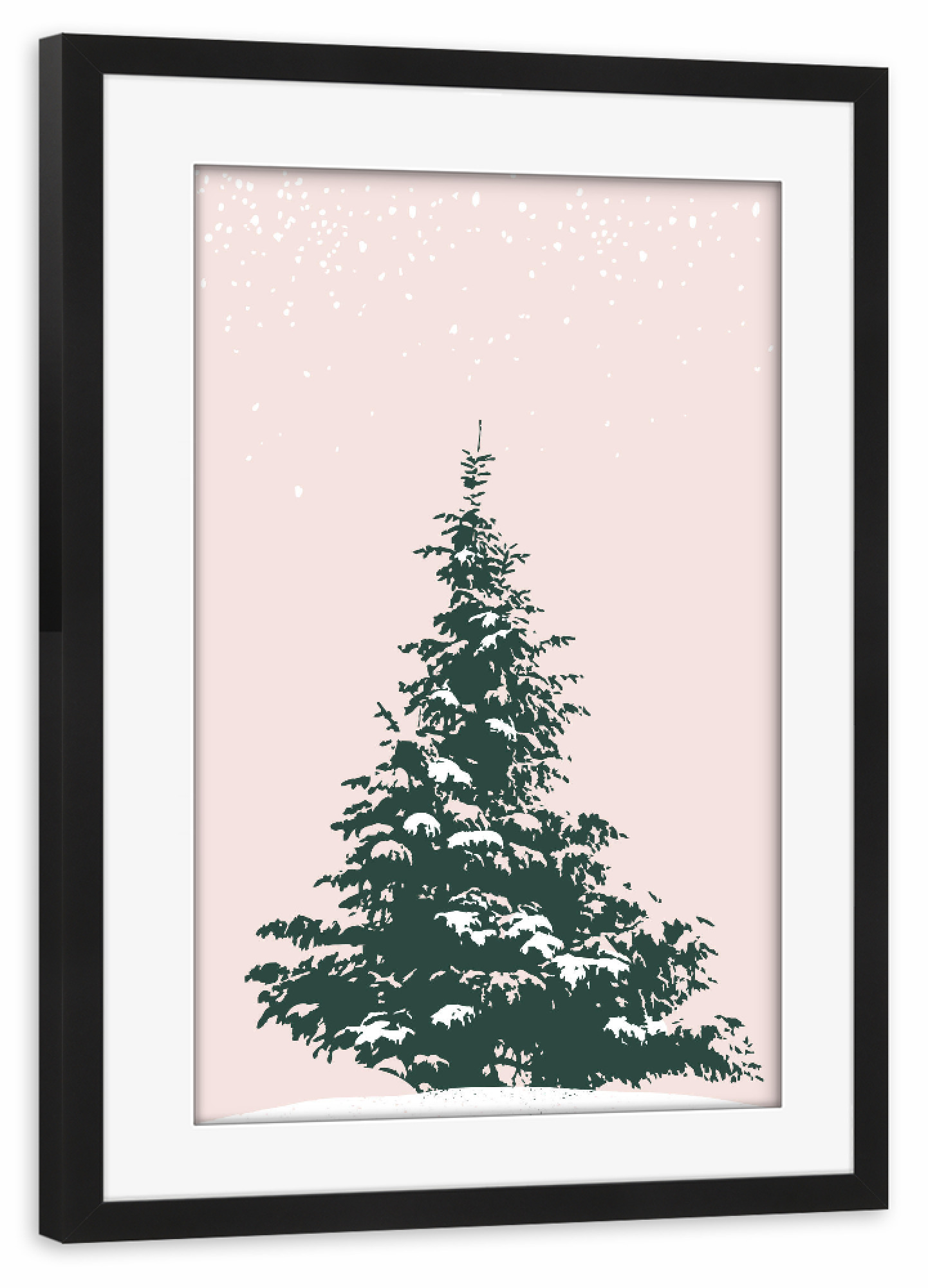 Poster mit Rahmen schwarz "Tanne schneebedeckt" artboxONE - Natur,Abstrakt,Weihnachten