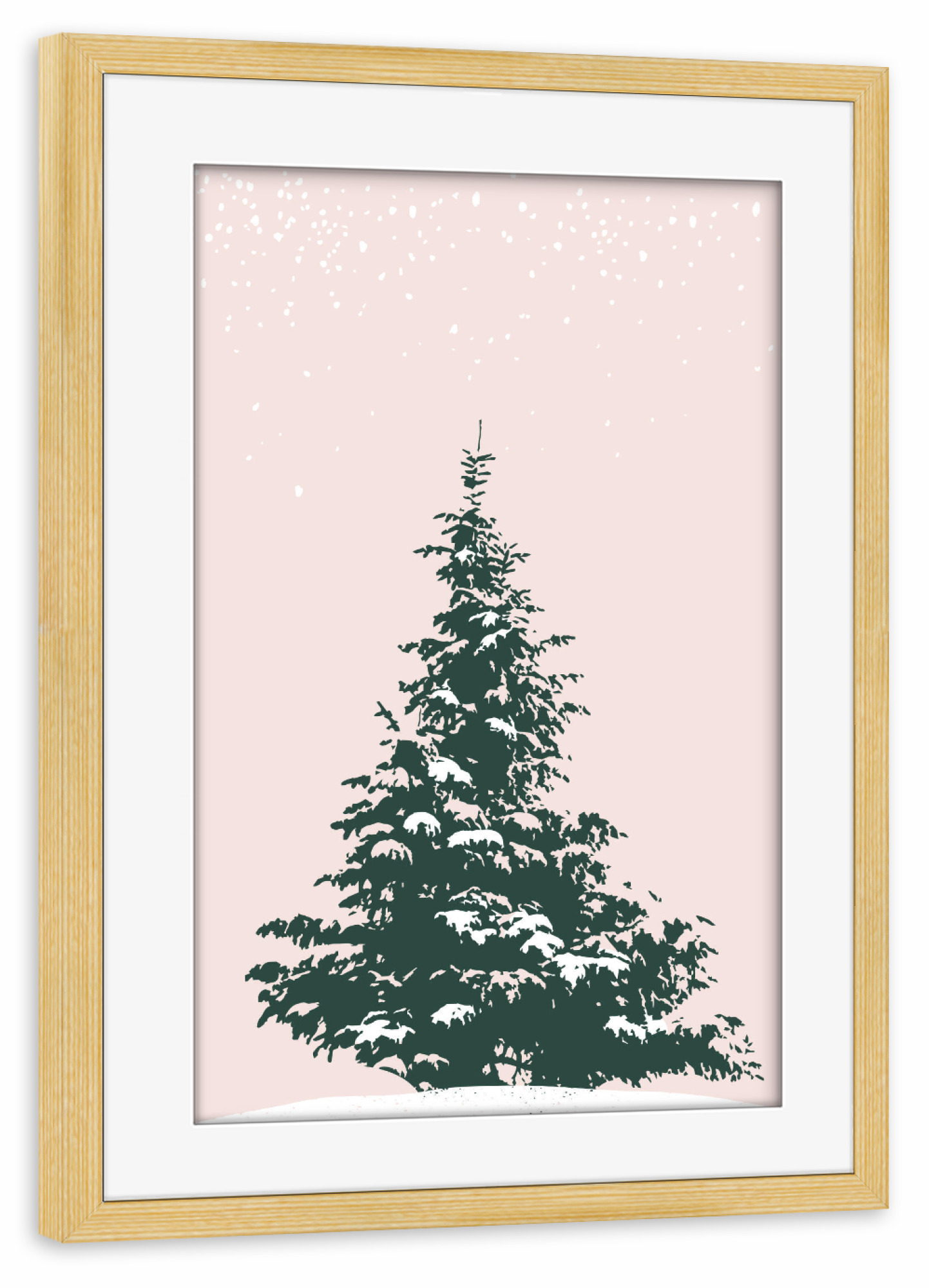 Poster mit Rahmen kiefer "Tanne schneebedeckt" artboxONE - Natur,Abstrakt,Weihnachten