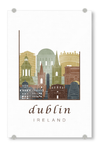 Acrylglasbild "Dublin skyline light brown" artboxONE - Städte,Architektur - Dublin,Ireland,Irland,Skyline,Cityscape,Travel,City,Architecture