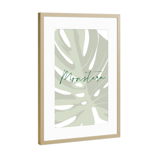 Poster mit Rahmen Gold "Monstera Plant" artboxONE - Typografie,Natur,Floral