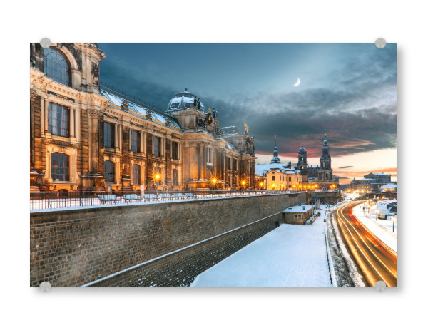 Acrylglasbild "Brühlsche Terrasse im Winter" artboxONE - Reise,Architektur,Städte / Dresden
