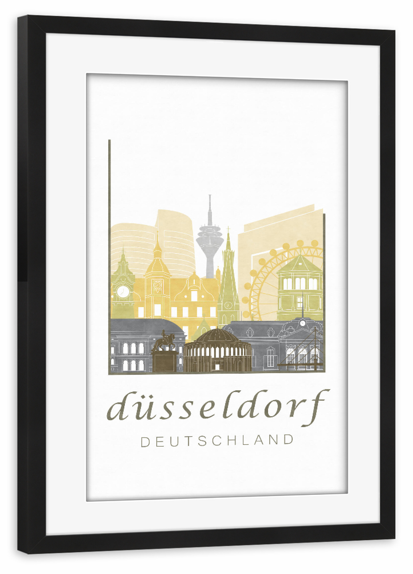 Poster mit Rahmen schwarz "Düsseldorf skyline desert" artboxONE - Architektur,Städte / Düsseldorf
