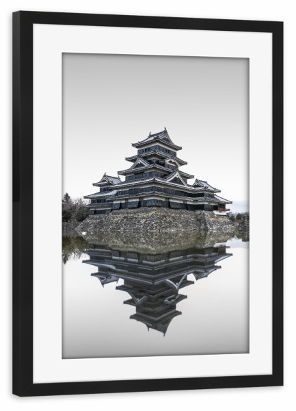 Poster mit Rahmen schwarz "Matsumotu Castle Japan" artboxONE - Architektur,Reise / Strand und Meer,Reise / Asien,Reise / Länder,Städte / Tokio