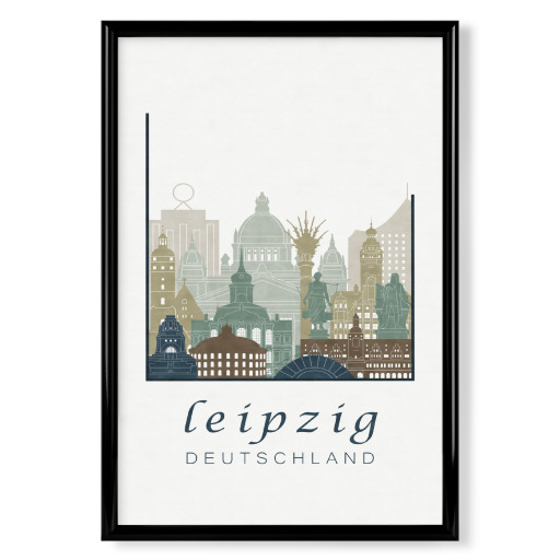 Leipzig skyline light blue