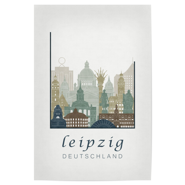Poster 30x20 cm "Leipzig skyline light blue" artboxONE - Städte,Architektur - Leipzig,Germany,Deutschland,Skyline,Cityscape,Travel,City,Architecture