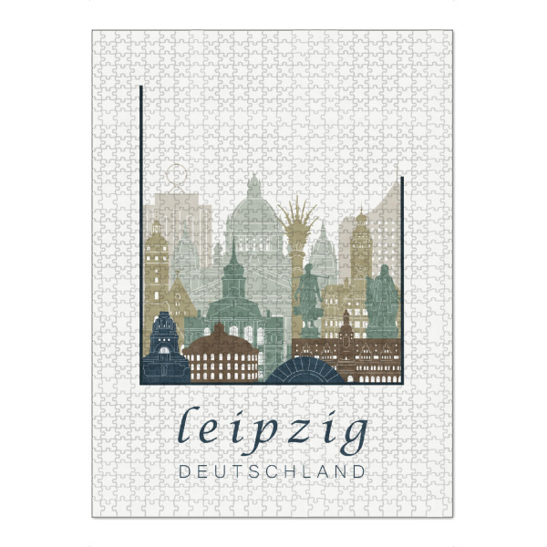 Puzzle Ravensburger "Leipzig skyline light blue" artboxONE - Städte,Architektur
