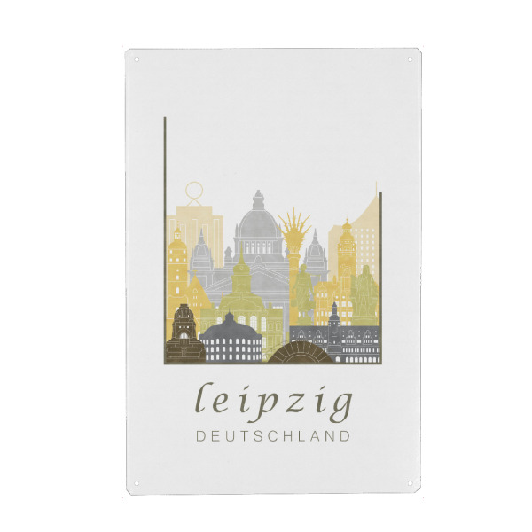 Metall Poster "Leipzig skyline desert" artboxONE - Städte,Architektur - Leipzig,Germany,Deutschland,Skyline,Cityscape,Travel,City,Architecture