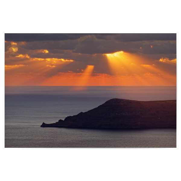 Poster 30x20 cm "Sonnenstrahlen und Inselsilhouette" artboxONE - Natur,Reise / Strand und Meer,Reise / Länder