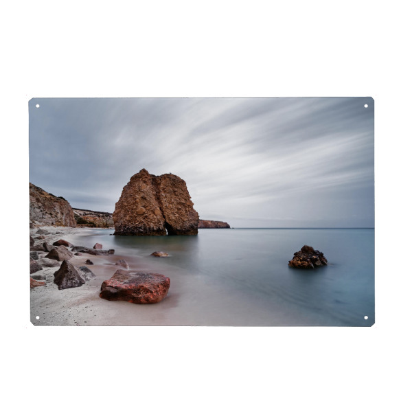 Metall Poster "Strand mit Steinblöcken" artboxONE - Natur,Reise,Reise / Strand und Meer