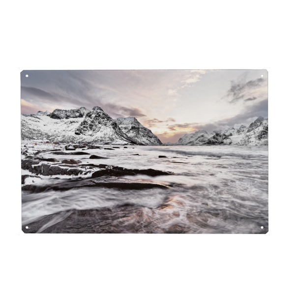 Metall Poster "Kalter Sonnenaufgang" artboxONE - Natur,Reise,Reise / Länder