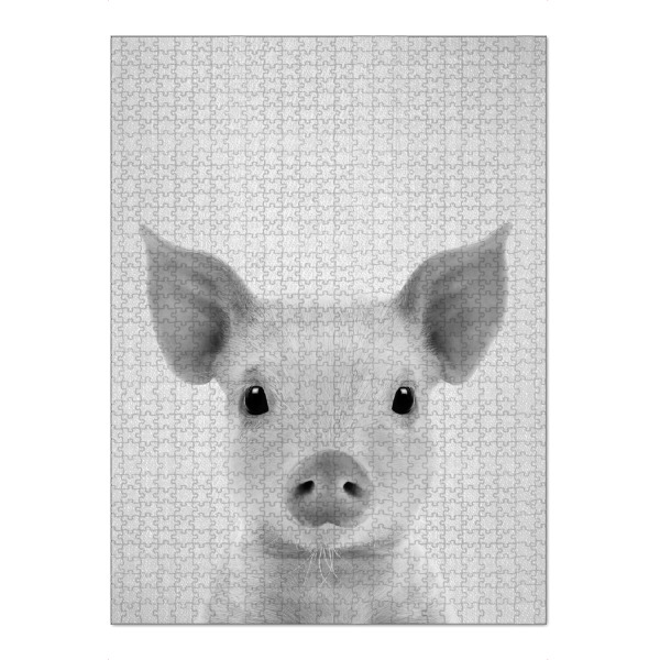 Puzzle Ravensburger "Piglet - Black & White" artboxONE - Natur,Für Kinder,Tiere,Schwarzweiß,Lustig