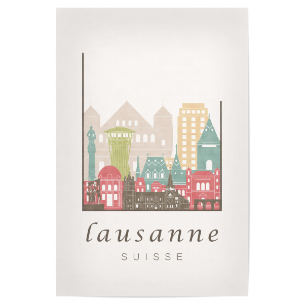 Poster "Lausanne skyline, pastel" artboxONE - Städte,Architektur - Lausanne,Switzerland,Suisse,Schweiz,Skyline,Cityscape,Travel,City,Architecture