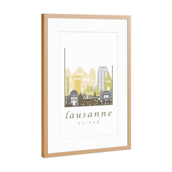 Poster mit Rahmen Kupfer "Lausanne skyline desert" artboxONE - Städte,Architektur