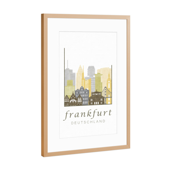 Poster mit Rahmen Kupfer "Frankfurt skyline desert" artboxONE - Architektur,Städte / Frankfurt