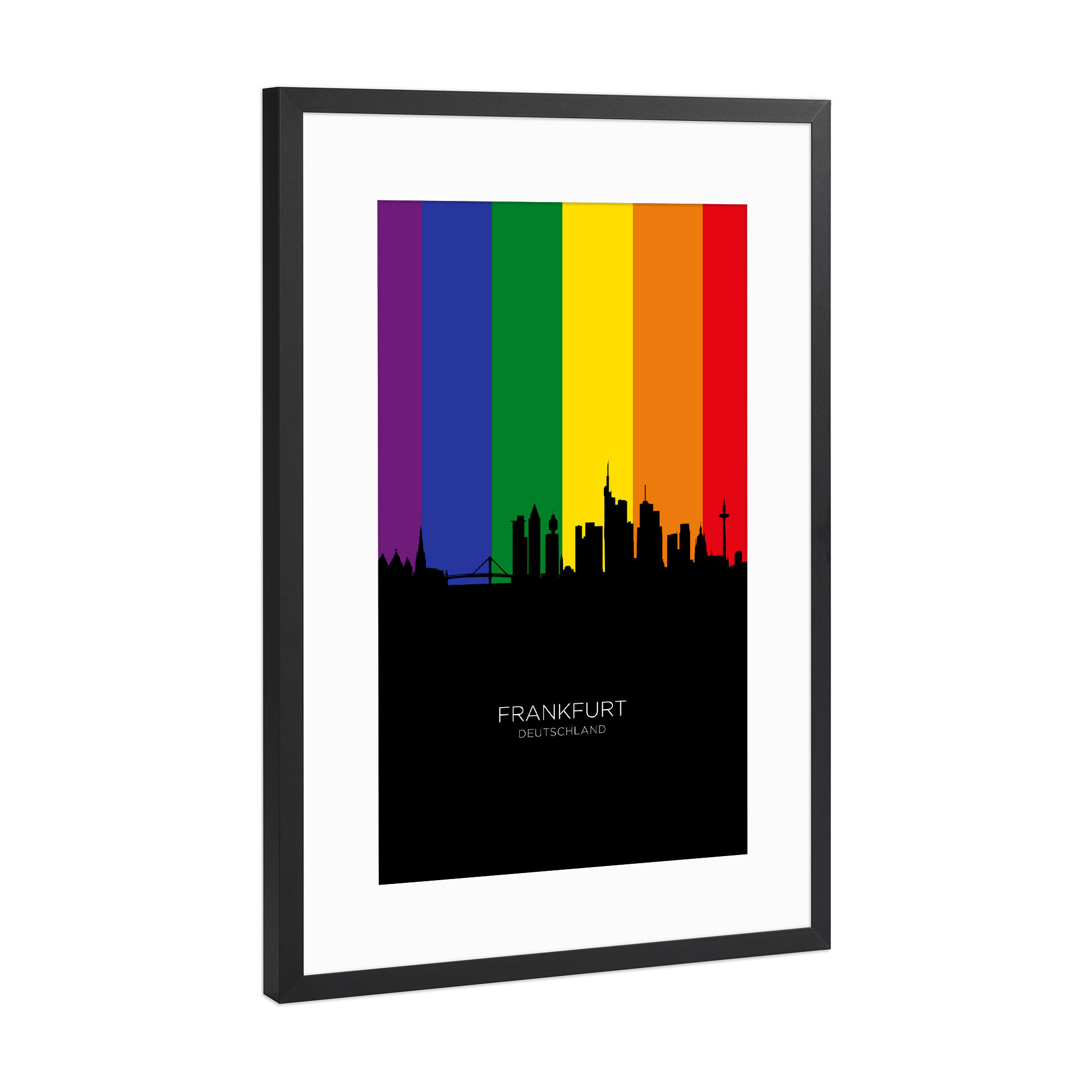 Poster mit Rahmen Schwarz (Metallic) "Frankfurt Germany Skyline Pride" artboxONE - Städte,Städte / Frankfurt