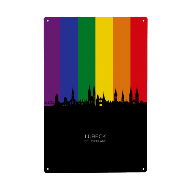 Holzbild "Lubeck Germany Skyline Pride" artboxONE - Städte