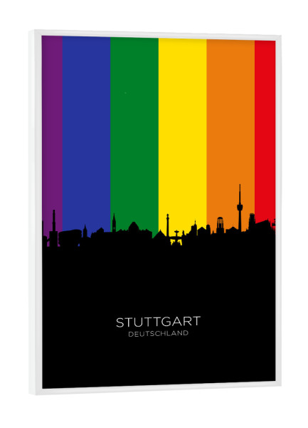 Poster mit weißem Rahmen "Stuttgart Germany Skyline Pride" artboxONE - Städte,Städte / Stuttgart