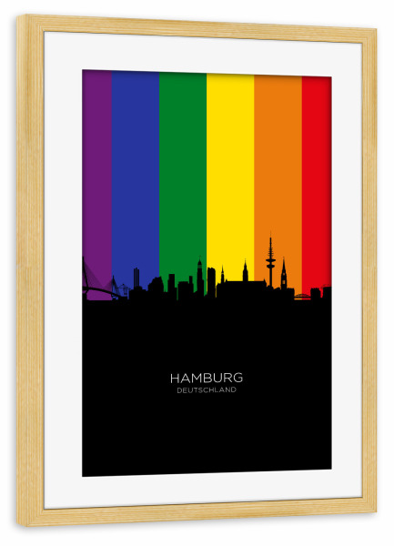 Poster mit Rahmen kiefer "Hamburg Germany Skyline Pride" artboxONE - Städte,Städte / Hamburg