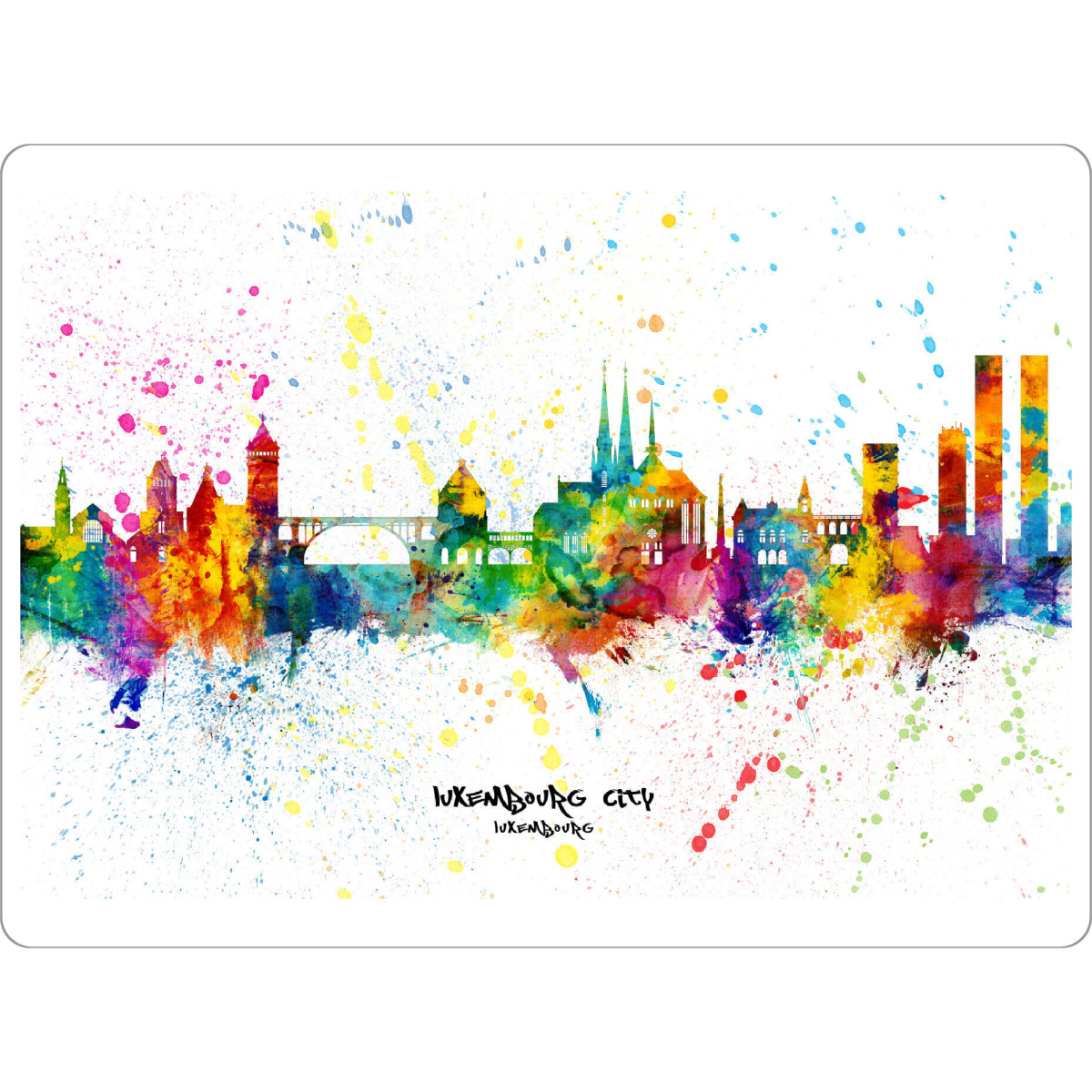 Tischset "Luxembourg City Skyline Splash" artboxONE - Städte - Luxembourg city,Luxembourg,Skyline,Cityscape,Stadtbild,Watercolor,City