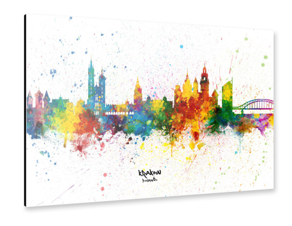 Alu-Dibond "Krakow Poland Skyline Splash" 30x20 cm artboxONE