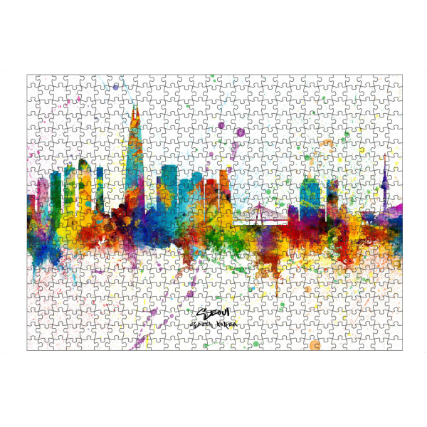 Puzzle Ravensburger "Seoul Skyline South Korea Splash" artboxONE - Städte - Seoul,South korea,Skyline,Cityscape,Stadtbild,Watercolor,City