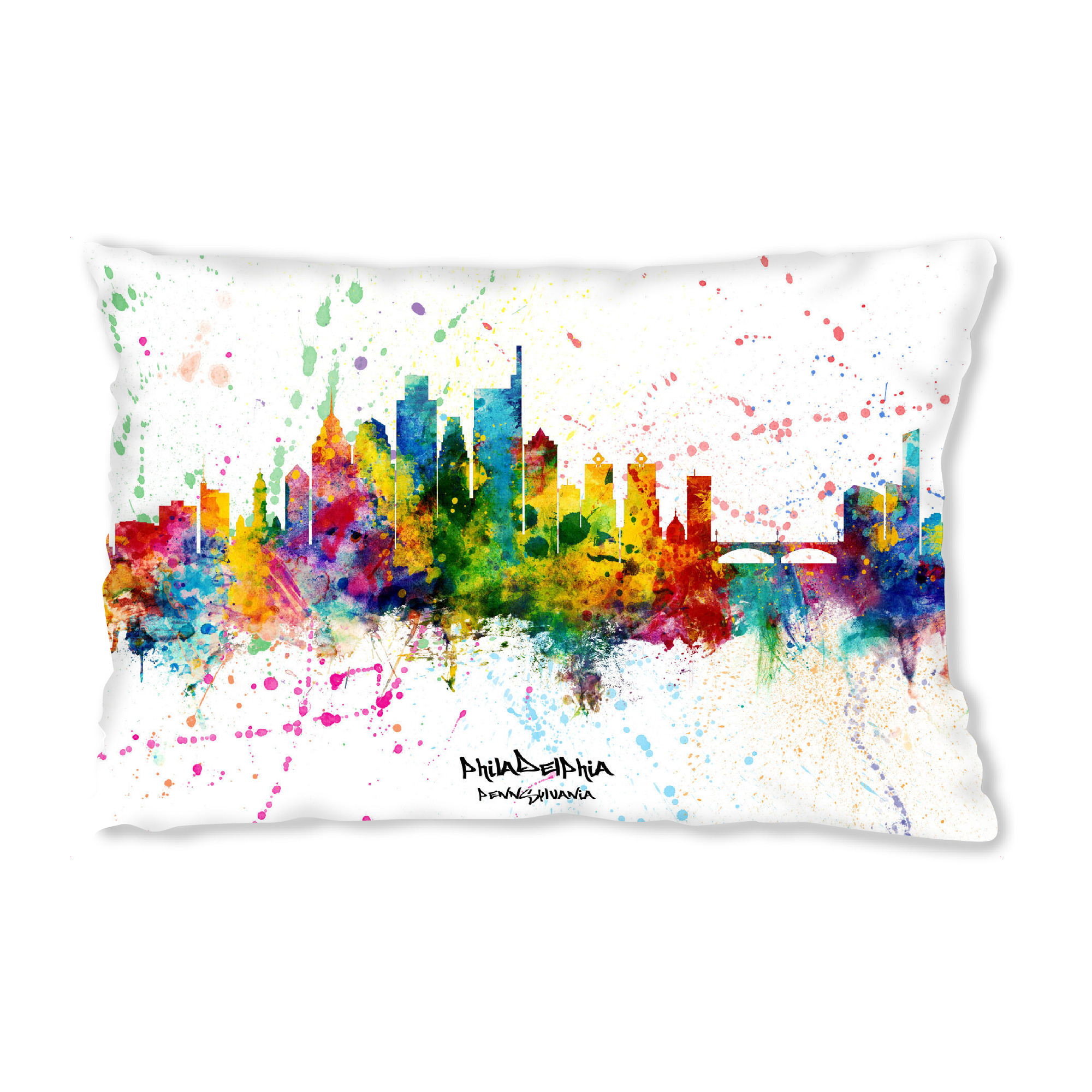 Design-Kissen "Philadelphia Skyline Splash" artboxONE - Städte - Philadelphia,Pennsylvania,Skyline,Cityscape,Stadtbild,Watercolor,City