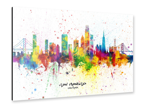 Alu-Dibond "San Francisco Skyline Splash" 30x20 cm artboxONE