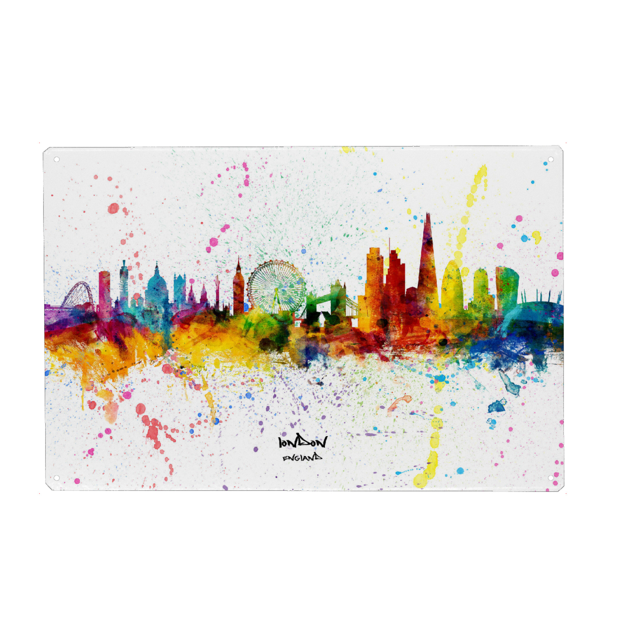 Holzbild "London England Skyline Splash" artboxONE - Städte,Städte / London - London,England,Skyline,Cityscape,Stadtbild,Watercolor,City