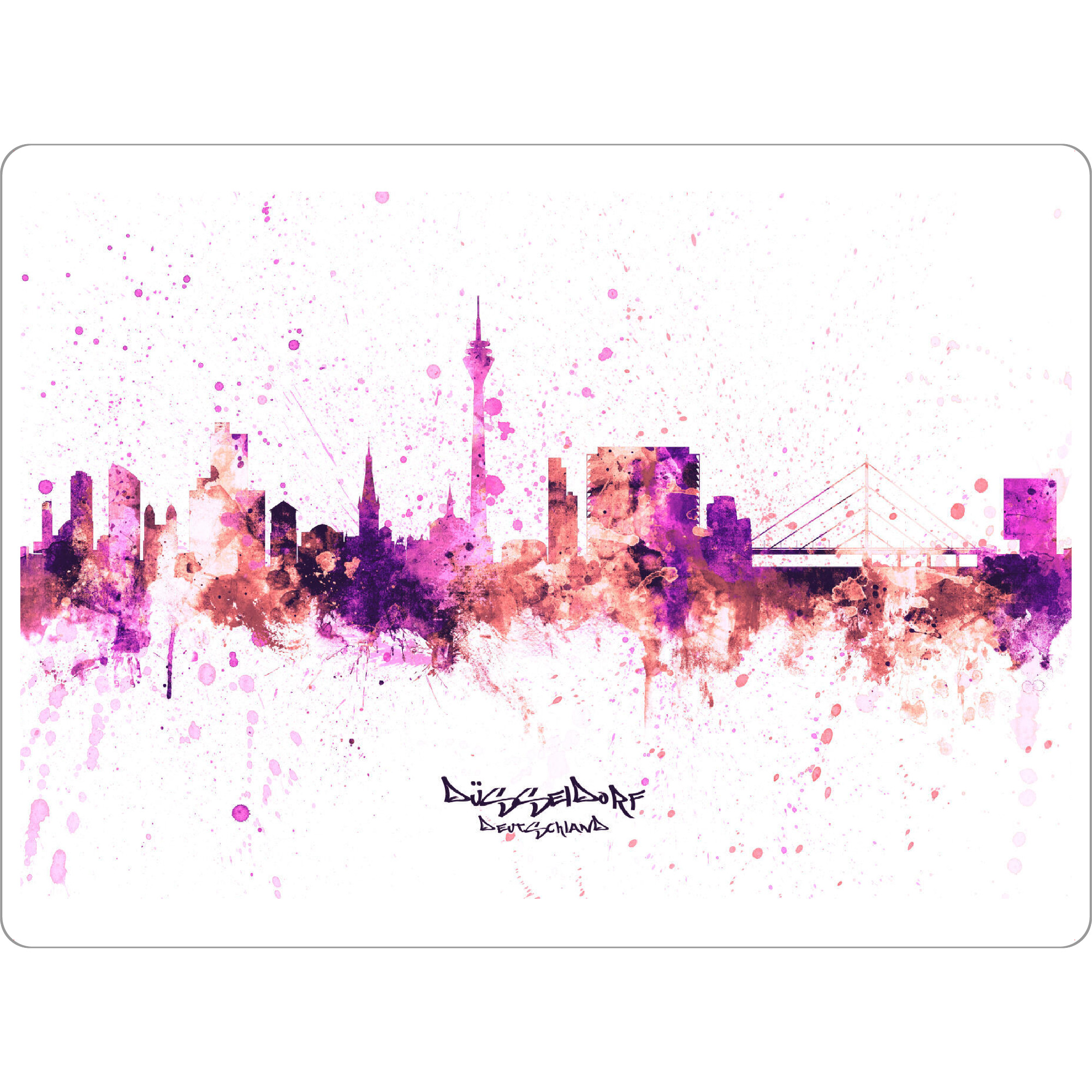 Tischset "Düsseldorf Skyline RosePink" artboxONE - Städte,Städte / Düsseldorf - Düsseldorf,Germany,Skyline,Cityscape,Stadtbild,Watercolor,City