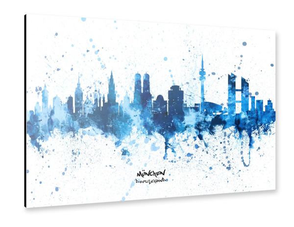 Alu-Dibond "Munich Germany Skyline SplashBlue" 30x20 cm artboxONE