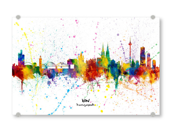Acrylglasbild "Cologne Germany Skyline Splash" artboxONE - Städte,Städte / Köln - Cologne,Germany,Skyline,Cityscape,Stadtbild,Watercolor,City