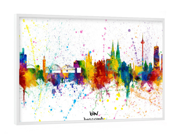 Poster mit weißem Rahmen "Cologne Germany Skyline Splash" artboxONE - Städte,Städte / Köln