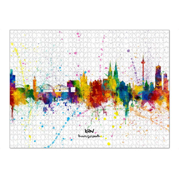 Puzzle Ravensburger "Cologne Germany Skyline Splash" artboxONE - Städte,Städte / Köln - Cologne,Germany,Skyline,Cityscape,Stadtbild,Watercolor,City