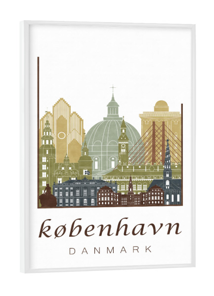 Poster mit weißem Rahmen "Copenhagen skyline light brown" artboxONE - Städte,Architektur,Städte / København