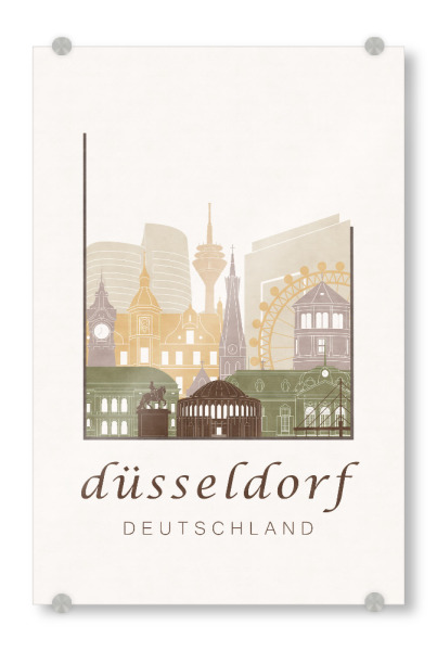 Acrylglasbild "Düsseldorf skyline, rustic" artboxONE - Städte,Architektur,Städte / Düsseldorf