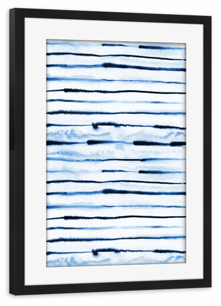 Poster mit Rahmen schwarz "Electric Ink Lines Indigo" artboxONE - Abstrakt,Geometrie